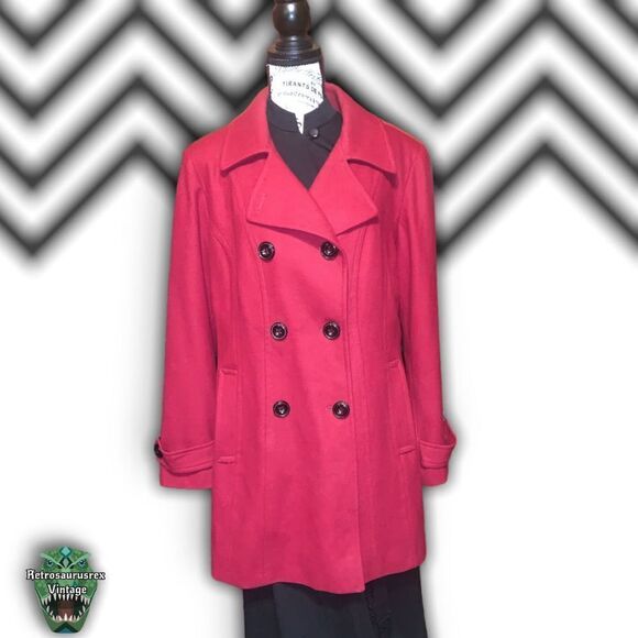 𝅺red Wool Peacoat - Picture 6 of 7